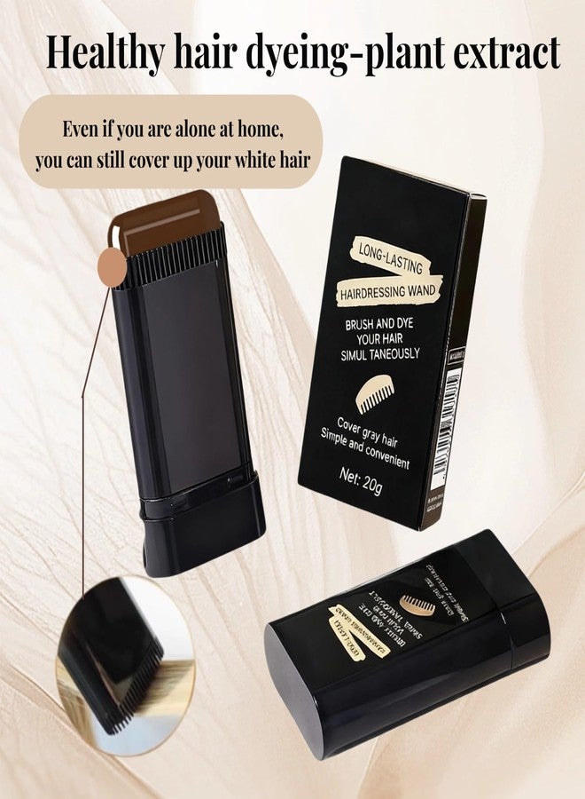 FHH Safe and Convenient Comb Hair Dye Stick, White Hair Cover Stick, 2-in-1 Convenient Instant Dyeing, Waterproof and Sweat Proof, Quick Root Dressing (Black Brown) d - Image 2